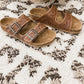 Floral Double Band Leather Sandals