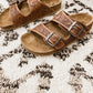Floral Double Band Leather Sandals