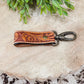Tooled Leather Keychain - Turquoise