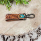 Tooled Leather Keychain - Turquoise